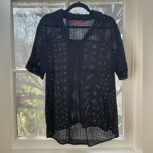Black woven blouse see through by Marina Rinaldi, M